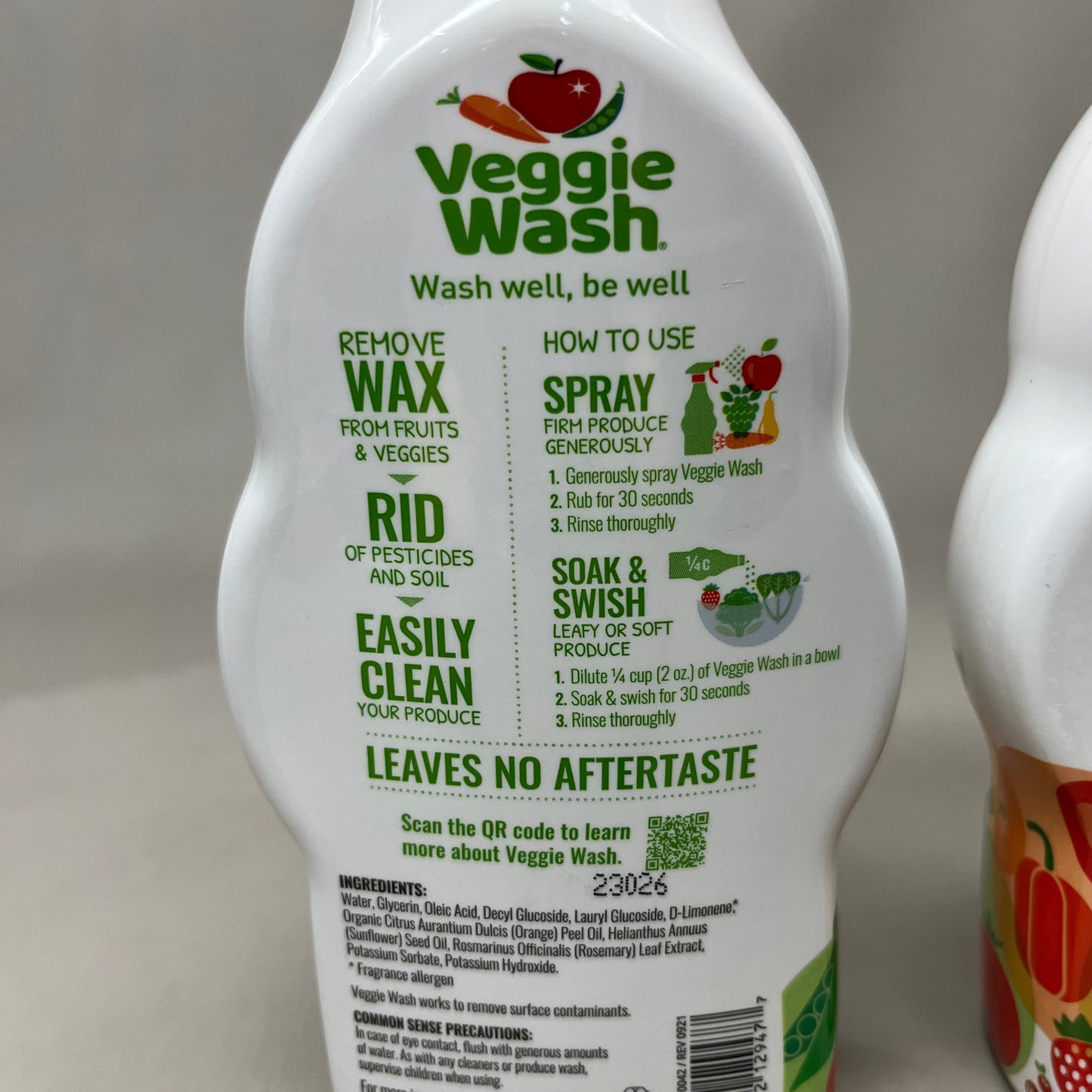 VEGGIE WASH 2-PACK! Fruit and Vegetable Produce Wash Soap 16 fl oz. E R81111 (New)