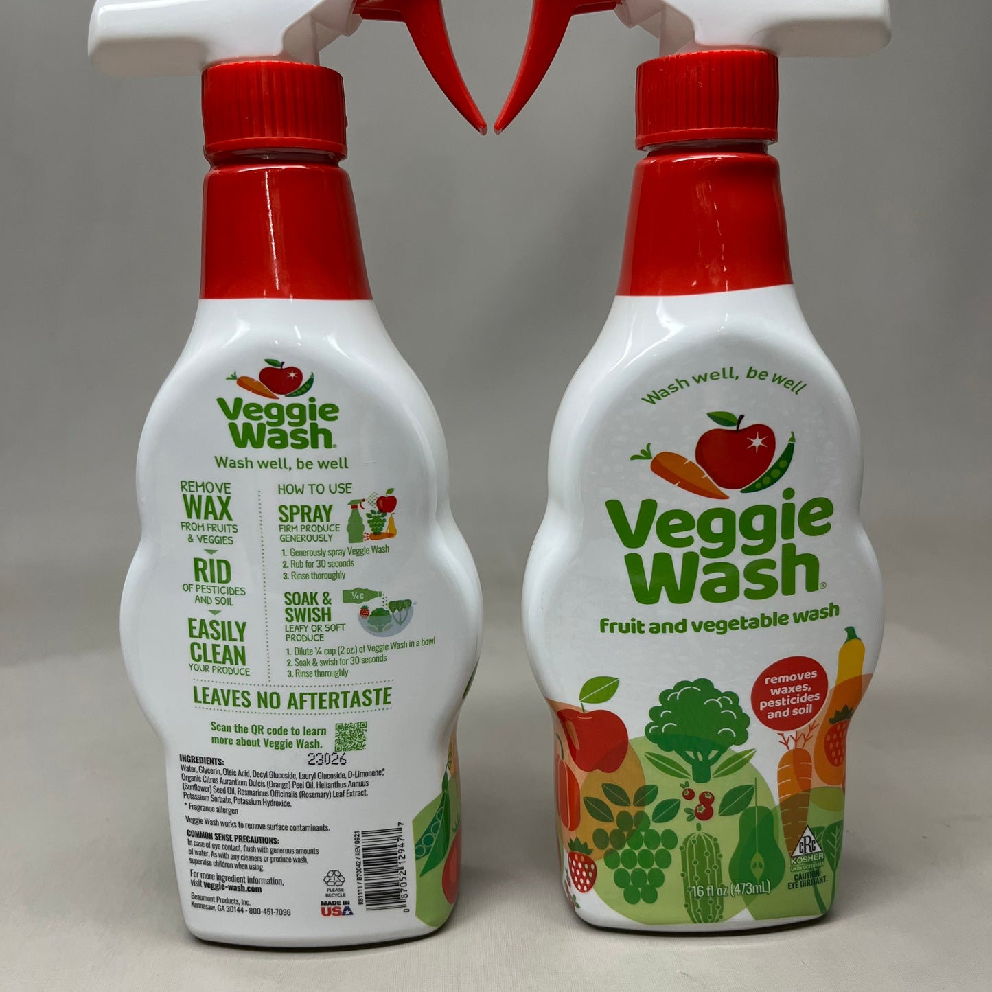 VEGGIE WASH 2-PACK! Fruit and Vegetable Produce Wash Soap 16 fl oz. E R81111 (New)